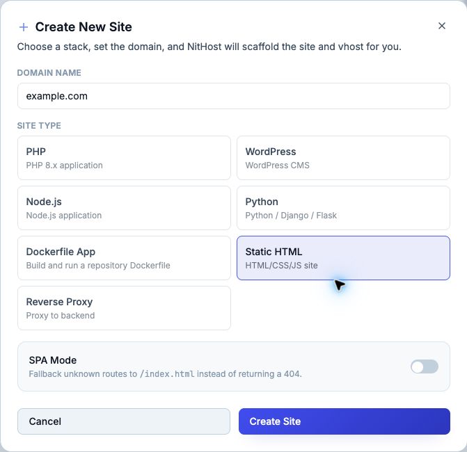 Static HTML creation form with SPA Mode switched off